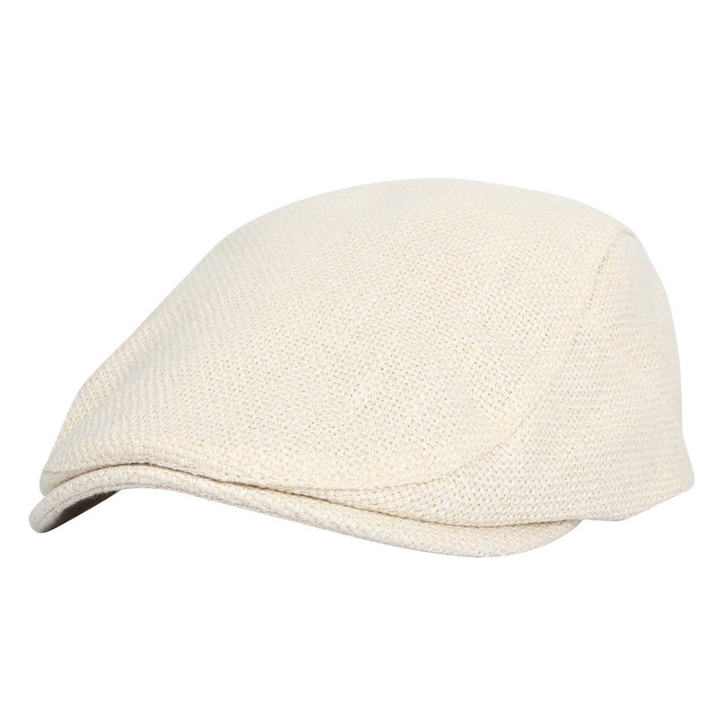 WITHMOONS Irish Hat Golf Cap Straw Weave Hat Cotton MZ30038 (Ivory) - Image 1